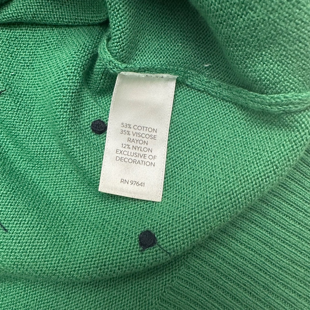 J.Jill Sweater Women’s Size XS Kelley Green Black Polka Dots V-Neck Cotton Blend - Picture 11 of 12